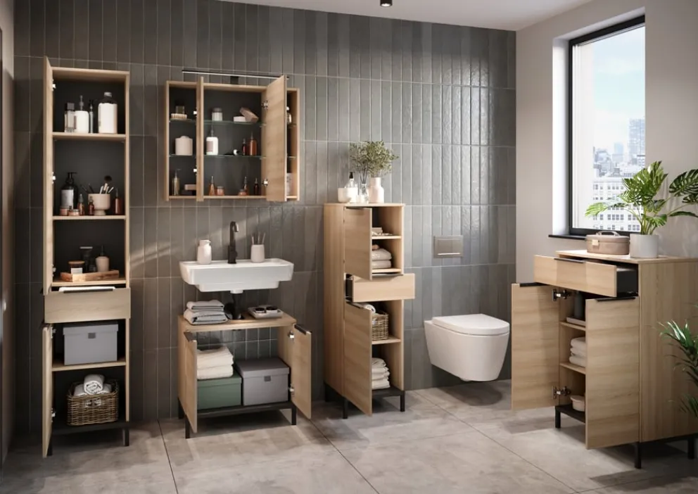 MID.YOU Badschrank Lavega eichefarbig Online