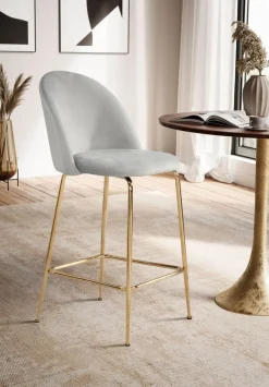MID.YOU Barhocker Samt grau Clearance