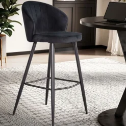 MID.YOU Barhocker Samt schwarz New