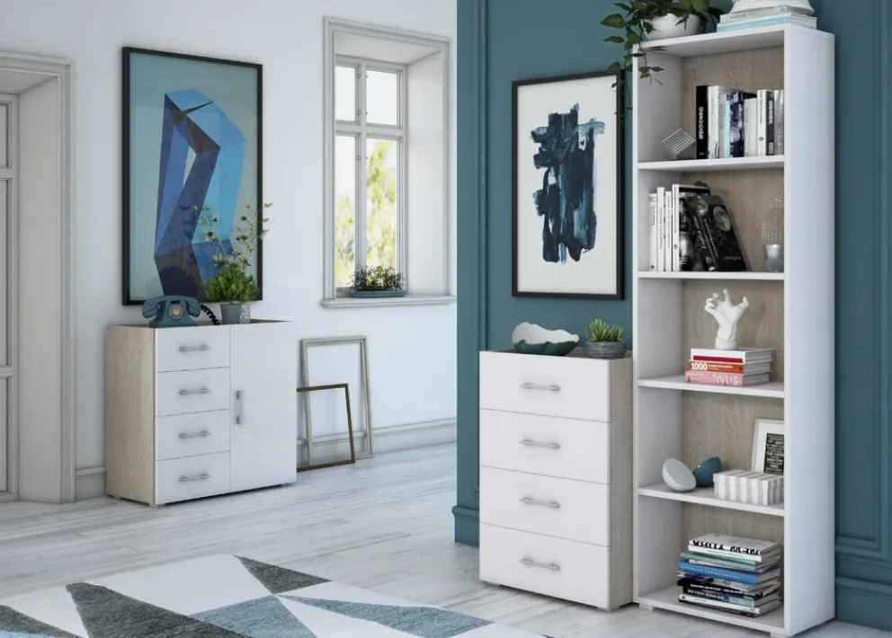 Sikelia Bücherregal Living sandbraun, weiss Clearance