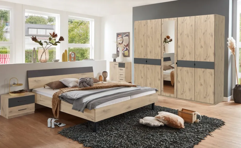 MID.YOU Bett Budapest eichefarbig, graphitschwarz