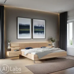 VALDERA Bett Lana eschefarbig
