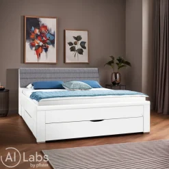 Xora Bett Lindau-201 grau, weiss New