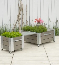 PLUS Blumenkasten Cubic braun, grau Hot
