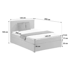 MID.YOU Boxspringbett Carolina Carabella 18135 grey Clearance
