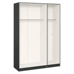 BYYU Drehtürenschrank Atlantis Rillenstruktur Dunkel, Schwarz Clearance