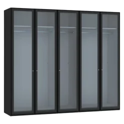 BYYU Drehtürenschrank Atlantis Rauchglas, Schwarz Best