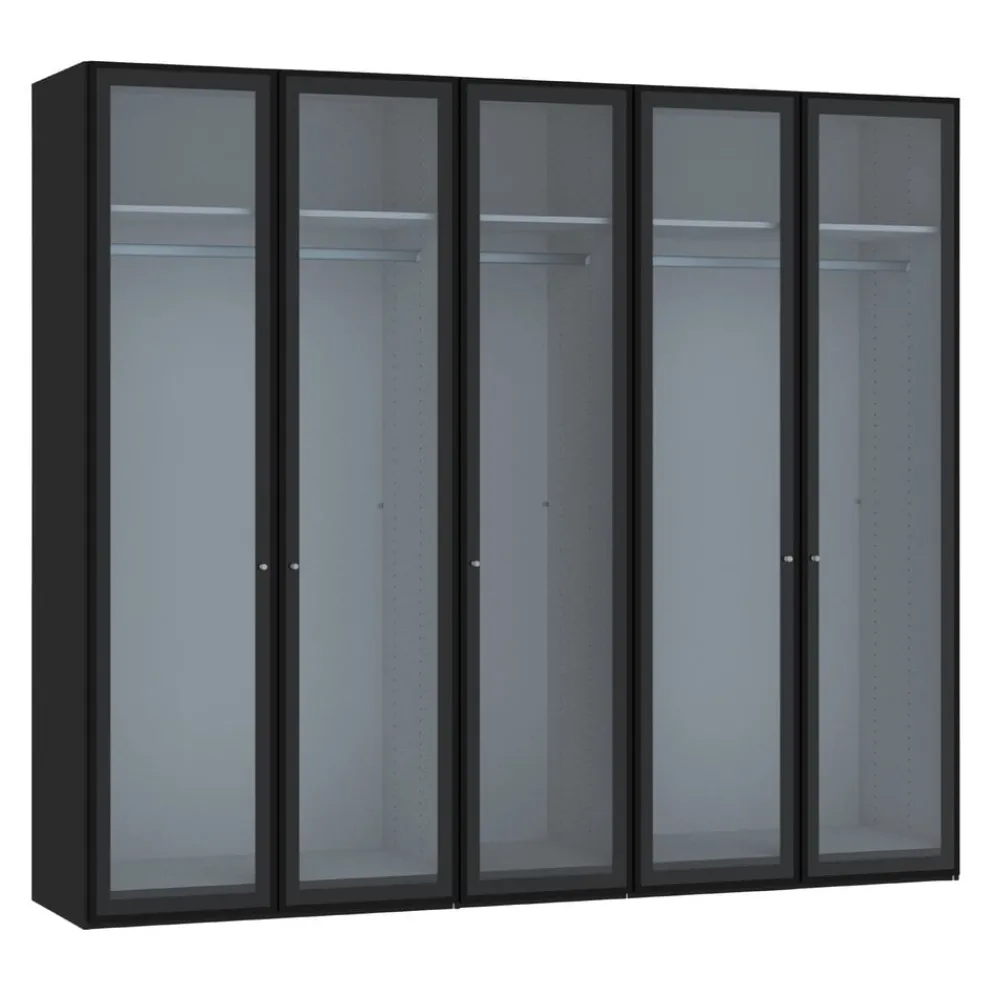 BYYU Drehtürenschrank Atlantis Rauchglas, Schwarz Best