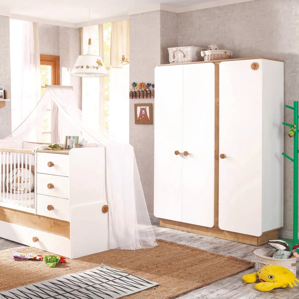 Cilek Drehtürenschrank Cara eiche, weiss New
