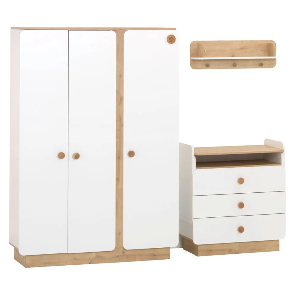 Cilek Drehtürenschrank Cara eiche, weiss