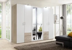 MID.YOU Drehtürenschrank Freiburg-201 eichefarbig, weiss