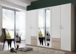 MID.YOU Drehtürenschrank Freiburg-201 eichefarbig, weiss
