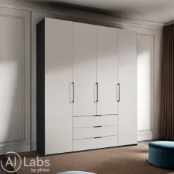 Dieter Knoll Drehtürenschrank Glasgow Mattglas Kieselgrau, anthrazit Sale