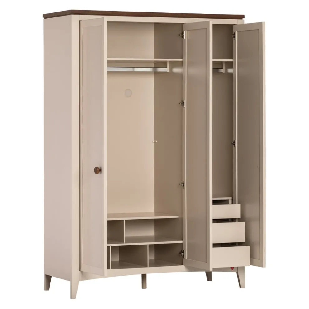Cilek Drehtürenschrank Lapel crème, nussbaumfarbig New