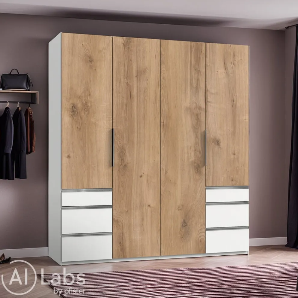 MID.YOU Drehtürenschrank Level36 eichefarbig, weiss Outlet