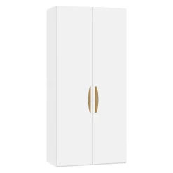 BYYU Drehtürenschrank Nizza Glas Bianco matt, Premiumweiss Clearance