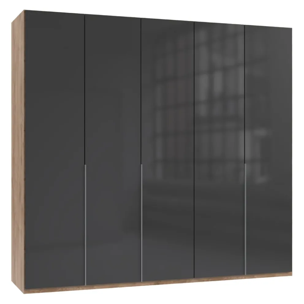 MID.YOU Drehtürenschrank NYC P09 Grauglas, P28 Plankeneiche
