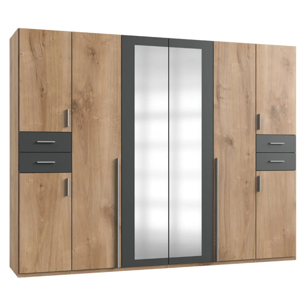 MID.YOU Drehtürenschrank Vegas-201 eichefarbig, graphitschwarz Best