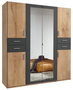 MID.YOU Drehtürenschrank Vegas-201 eichefarbig, graphitschwarz Discount