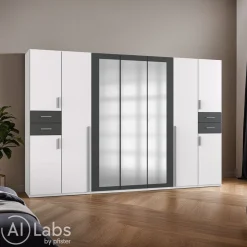 MID.YOU Drehtürenschrank Vegas-201 graphitschwarz, weiss Best