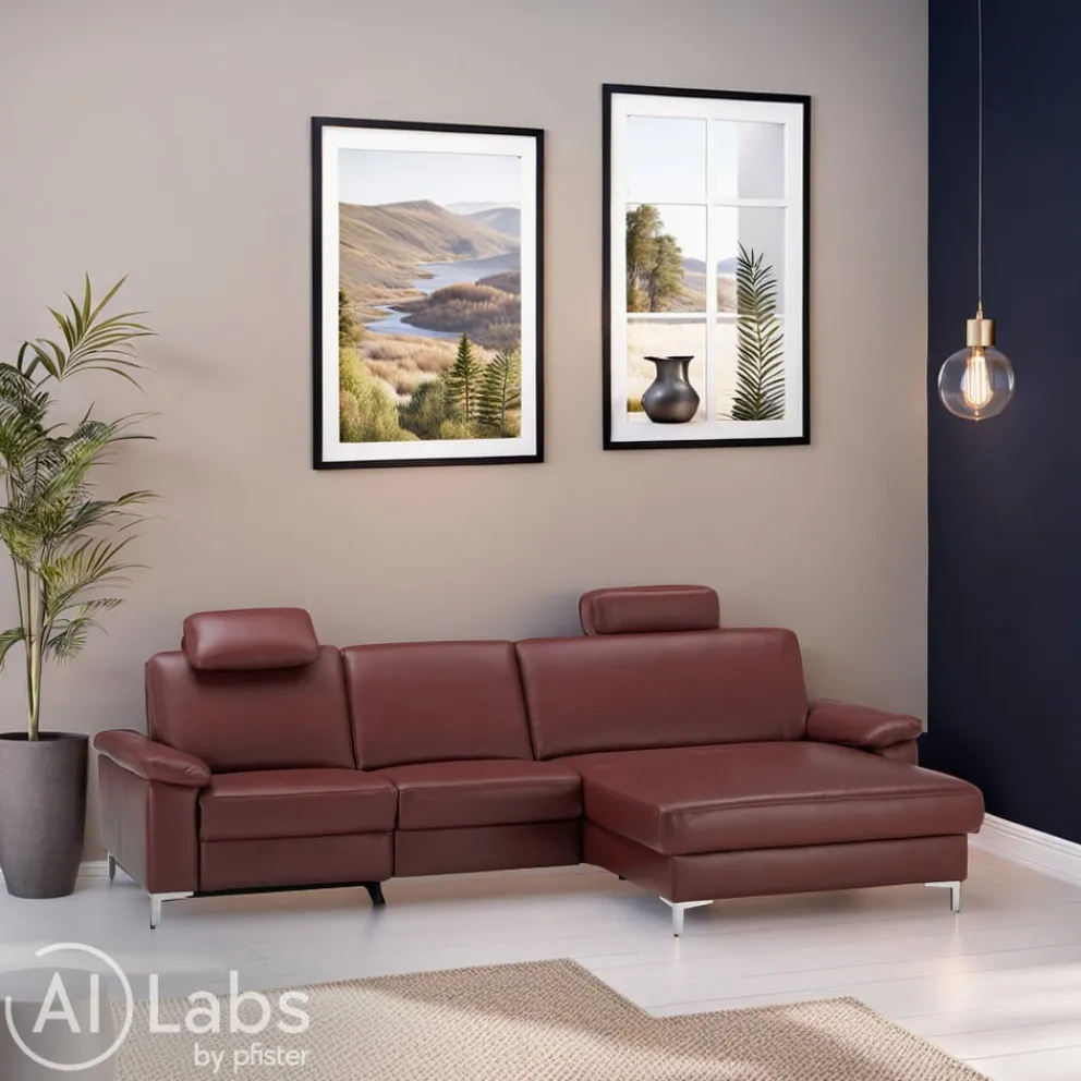 Dieter Knoll Ecksofa Latina-L dunkelrot