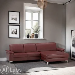 Dieter Knoll Ecksofa Latina-L dunkelrot