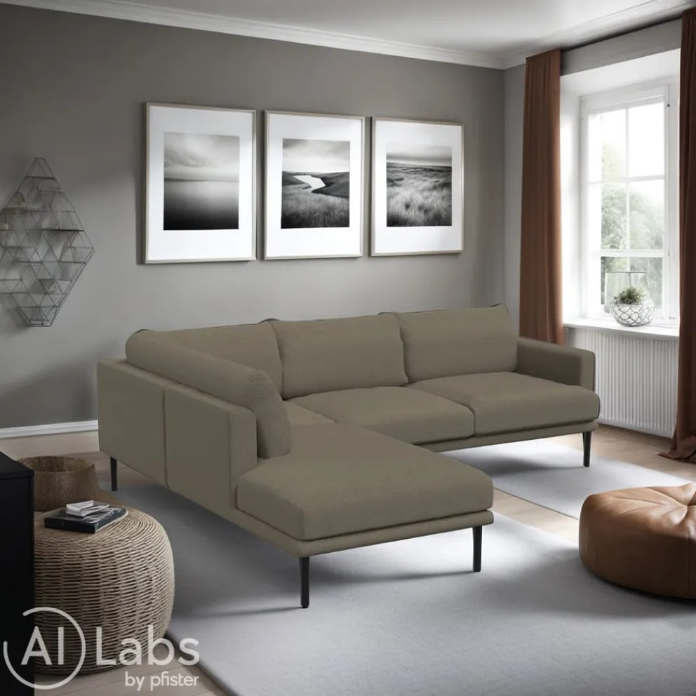 Lomoco Ecksofa Logan Kat. B, Sepia 23 licht taupe