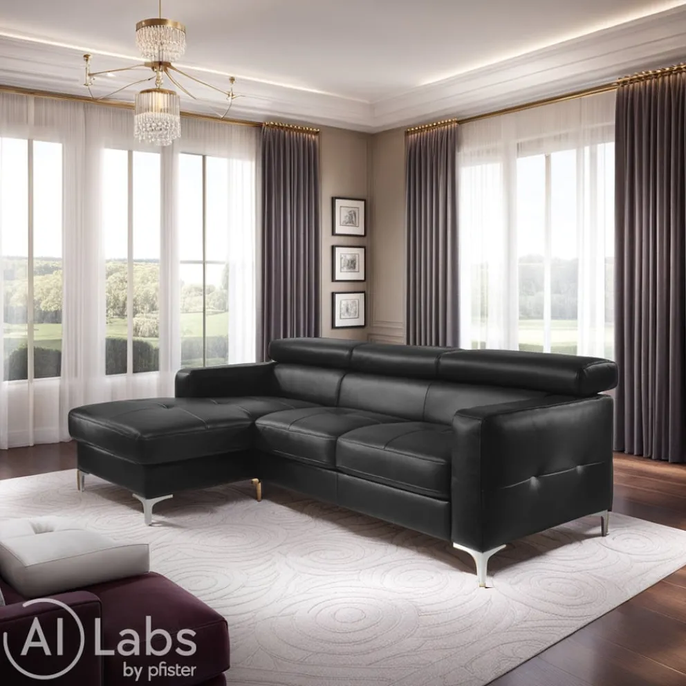 Livetastic Ecksofa Sammy 4A, Pampas Madras M9003 schwarz