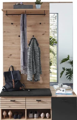 Voleo Garderobenbank Buffalo eichefarbig, schwarz Discount