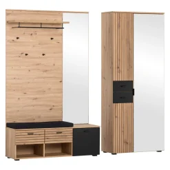 Voleo Garderobenbank Buffalo eichefarbig, schwarz Discount