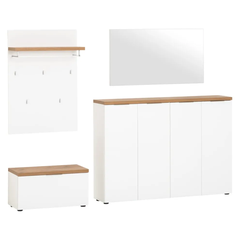 Voleo Garderobenbank Idea eichefarbig, weiss