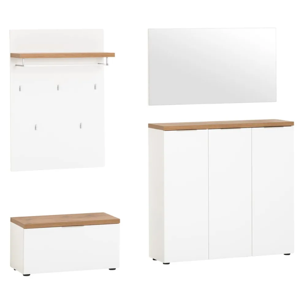 Voleo Garderobenbank Idea eichefarbig, weiss