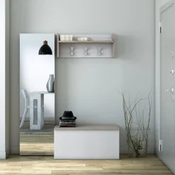 Sikelia Garderobenbank Shoe eichefarbig, weiss Online
