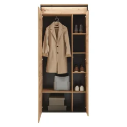 Voleo Garderobenschrank Edra eichefarbig, schwarz Clearance