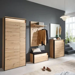 Voleo Garderobenschrank Edra eichefarbig, schwarz Clearance