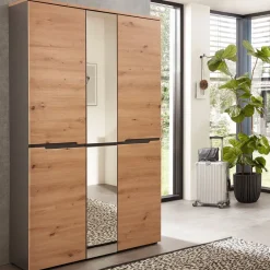 Voleo Garderobenschrank Memphis eichefarbig, graphitgrau Discount