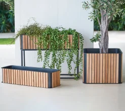 Cane-line Gartentopf Combine lava grey, teakfarbig Best