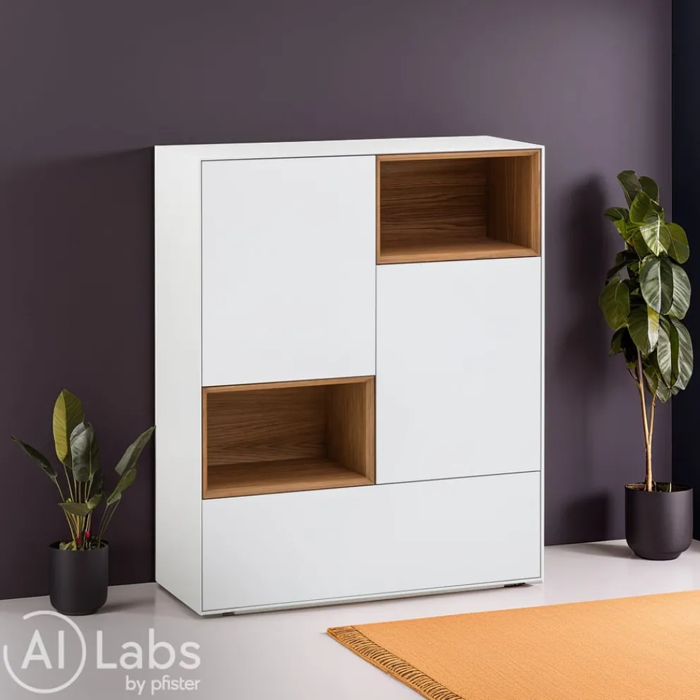 atelier pfister Highboard Amden anthrazit, eichefarbig, weiss Sale
