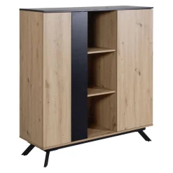 MID.YOU Highboard Eiche Dekor braun, schwarz Outlet