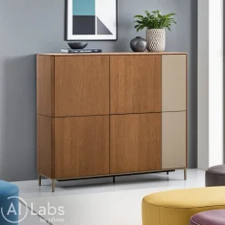 Edition Highboard Ron eichefarbig, taupe Hot