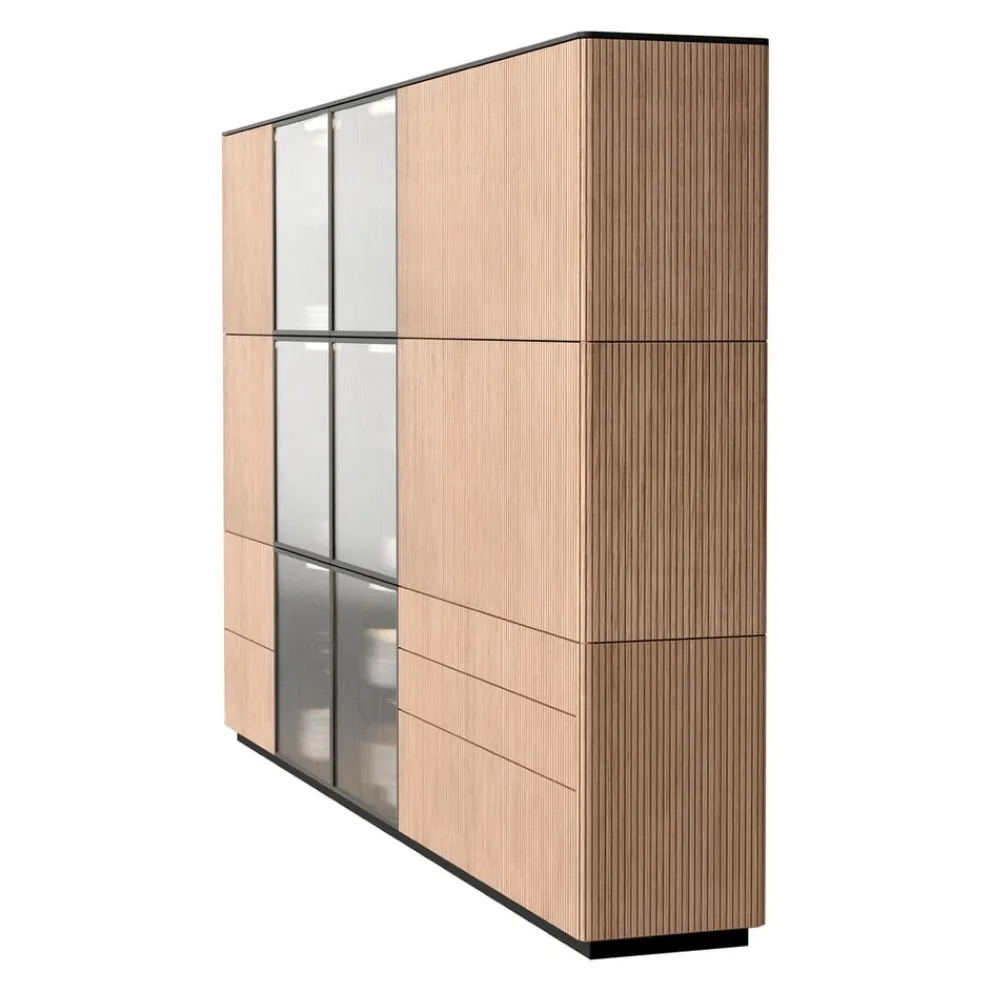 Edition Highboard Ron eichefarbig, schwarz Outlet