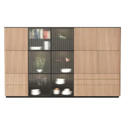Edition Highboard Ron eichefarbig, schwarz Outlet