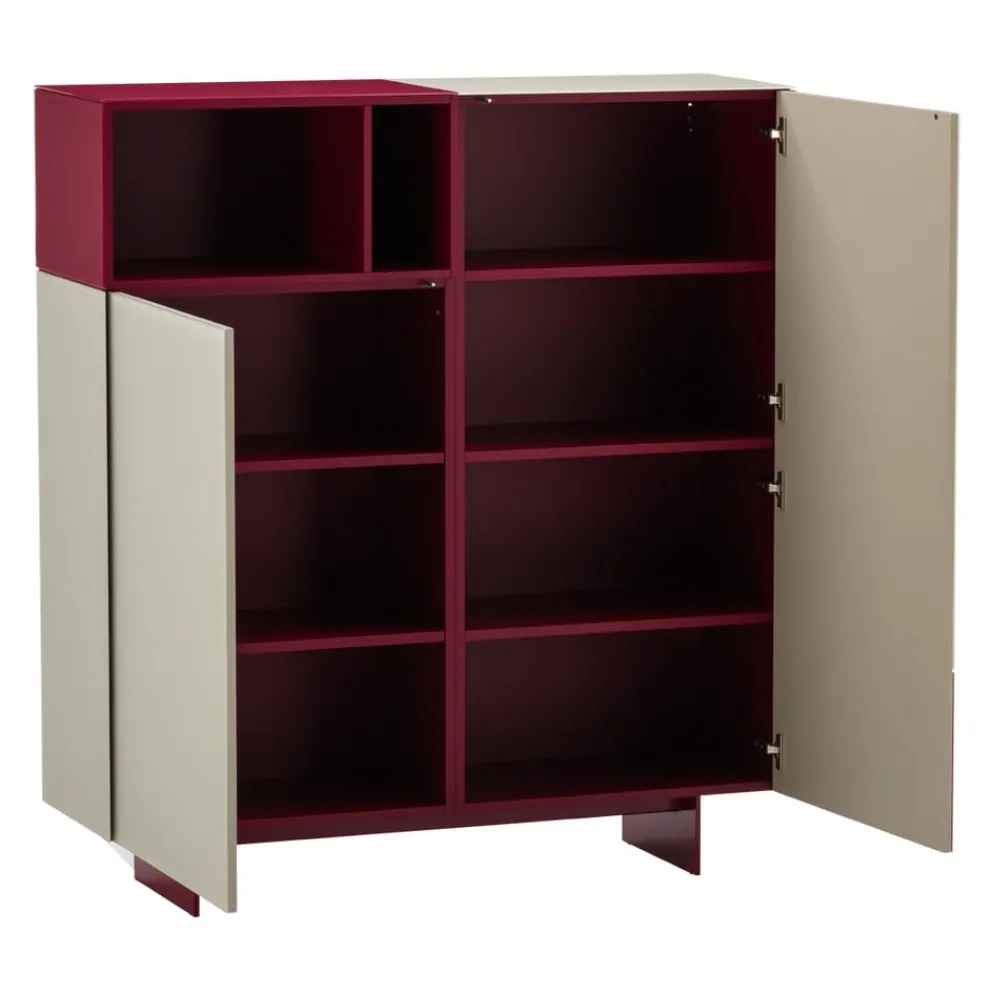 Johann Jakob Highboard Skyline dunkelrot, grau New