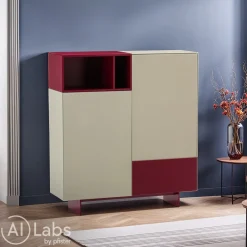 Johann Jakob Highboard Skyline dunkelrot, grau New