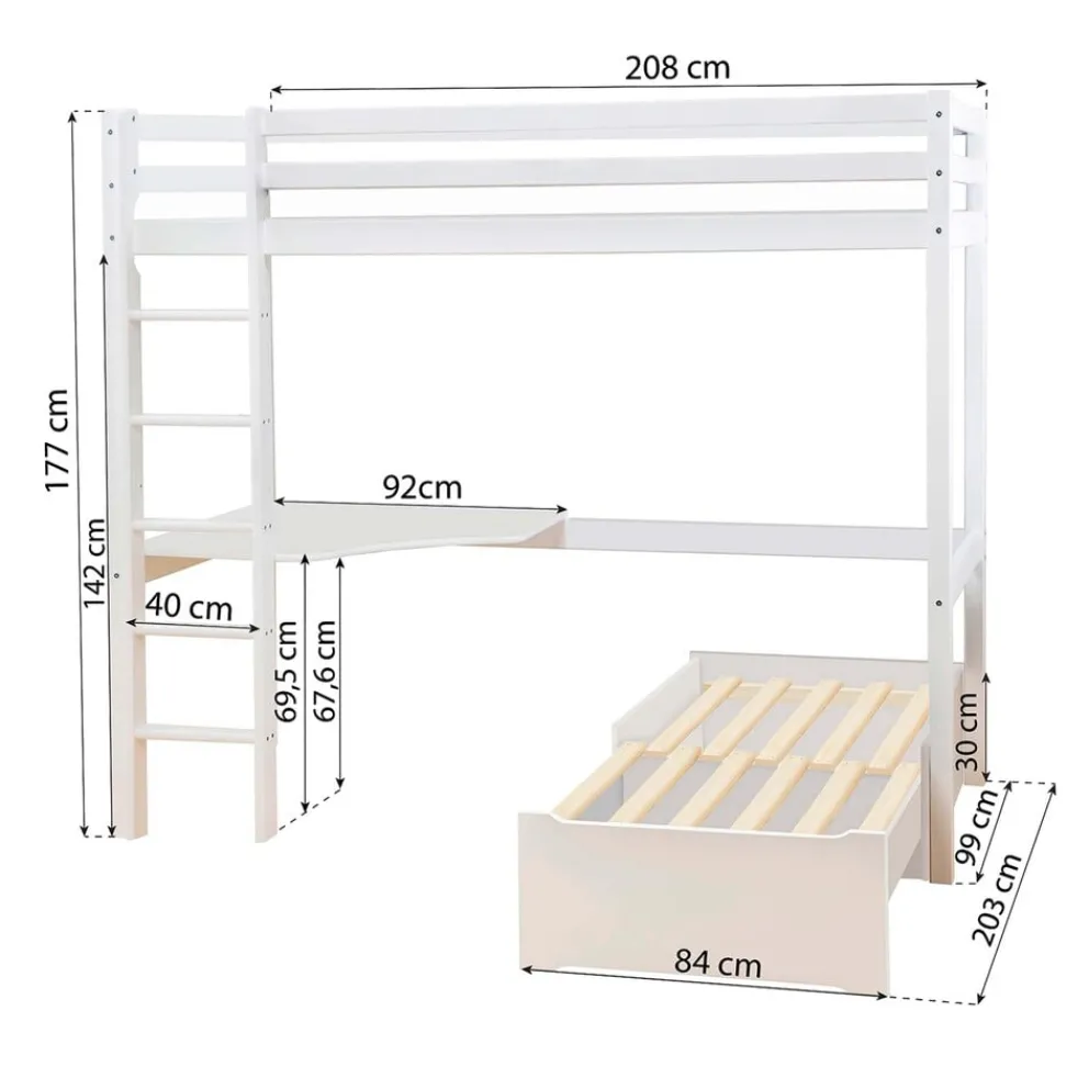 Hoppekids Hochbett Eco Dream Mega weiss Clearance