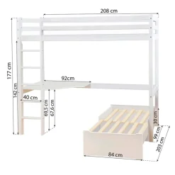 Hoppekids Hochbett Eco Dream Mega weiss