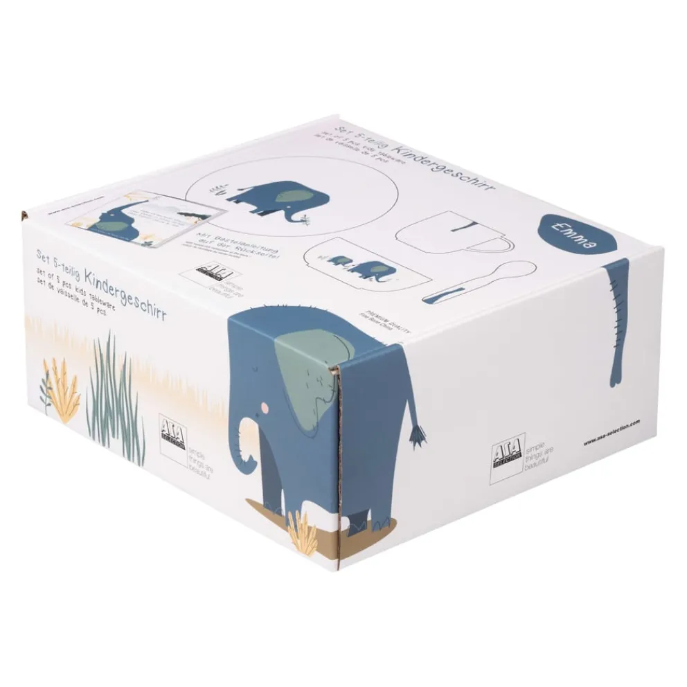 ASA Selection Kinder Geschirr-Set Kids blau, grün, weiss Outlet