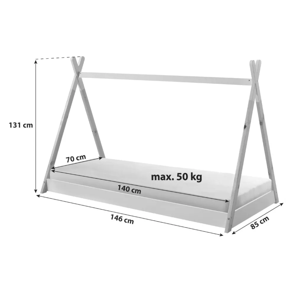 JAXX Kinderbett Tipi kieferfarbig, weiss Sale