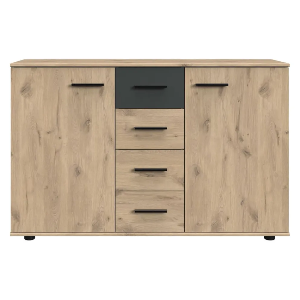 MID.YOU Kommode Budapest eichefarbig, graphitschwarz Outlet