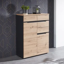 Voleo Kommode Detroit eichefarbig, graphitgrau Outlet